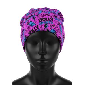 Bonnet en polyester extensible GSM pour femmes, imprimé rose et bleu vibrant, logo personnalisé, sublimation, transfert thermique, jacquard - Product Image 1