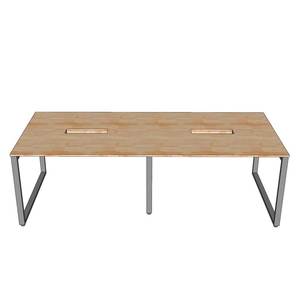 Mesa de Conferencia Rectangular de Madera de Caucho con Patas de Hierro 240x100cm Diseño Minimalista MDF HBRT096 - Product Image 2