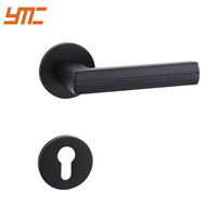 Ensemble de poignées de porte silencieuses YMC en alliage d'aluminium noir mat, réduction du bruit, élégantes, pour portes intérieures en bois, serrure à mortaise