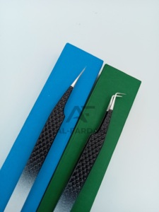 Logotipo personalizado, pinzas de extensión de pestañas de aislamiento de 90 grados, puntiagudas, negro, blanco, Ombre, agarre de diamante, pestañas de volumen de acero inoxidable - Product Image 6