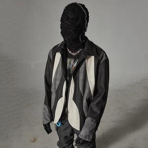 Automne hiver hommes haute rue Style laine manteaux élégant lâche revers fourrure décoration haute qualité Patchwork PU cuir vestes - Product Image 5