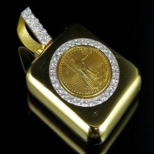 Pendentif personnalisé en forme de pièce de monnaie en argent S925 plaqué or avec diamants en moissanite glacés pour hommes, collier hip-hop personnalisé - Product Image 1