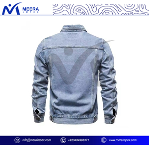 Custom <b>Men</b> <b>Denim</b> <b>Jacket</b> with Embroidered Logo Classic Blue Jean <b>Jacket</b> for Streetwear, Team, Promotional or Casual Branding Use - Product Image 3