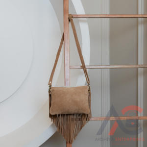 Real Handmade <b>Suede</b> Leather Cowhide Fur With Turquoise Stone <b>Fringe</b> Sling <b>Bag</b> // Crossbody <b>Bag</b> - Product Image 5