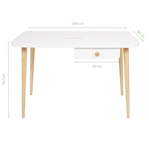 wholesalers online kids furniture cute mini rectangular white <b>table</b> for children made of MDF and solid wood for ages 6-14 - Product Image 2