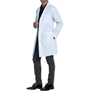 Uniforme médico de manga larga con múltiples bolsillos de algodón Unisex para mujer, bata de laboratorio blanca médica personalizada con logotipo Ronpex - Product Image 3