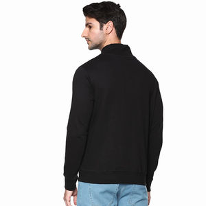 Sudadera de color negro oscuro de alta calidad, sudadera de manga larga hecha de algodón, sudadera de talla grande para hombre - Product Image 4
