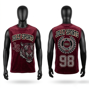 Camiseta sin mangas para hombre, algodón premium, estampado desgastado, logotipo personalizado, ropa de gimnasio, camiseta 100% algodón para hombre, corte holgado, estampada - Product Image 3