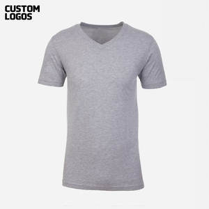 Nouvelle couleur unie bambou coton col en v à manches courtes T-Shirt pur coton Offre Spéciale hommes vêtements coton T-Shirt - Product Image 5
