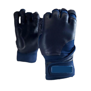 Gants de frappe de baseball en cuir bleu marine à manchette longue 2025 Protection des mains Gants de frappe de baseball - Product Image 1