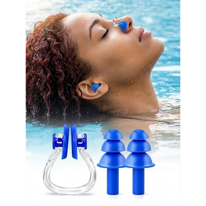 Juego de tapones de silicona para oídos y nariz para nadadores, protector lavable a prueba de agua - Product Image 1