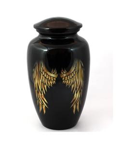 โกศเผาศพอลูมิเนียมสําหรับเถ้ามนุษย์ - โกศศพสําหรับผู้ใหญ่ทําด้วยมือ - โกศจิตรกรรมสําหรับเถ้า (ปีกมุม 200 ลูกบาศก์นิ้ว) - Product Image 1