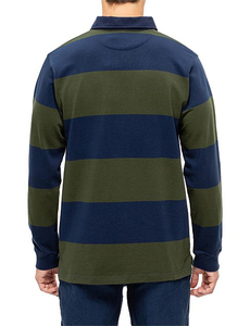 เสื้อโปโลแขนยาวลายทางผ้าฝ้ายผู้ชาย, เสื้อยืดเนื้อนุ่มระบายอากาศได้ดีลำลองเหมาะสำหรับใส่ในสำนักงานทุกวันและใช้งานกลางแจ้ง - Product Image 3