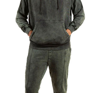 ชุดวอร์มแบบมีฮู้ดสำหรับใช้งานกลางแจ้ง ไซส์ใหญ่ สไตล์ลำลอง สีพื้น รับสกรีนโลโก้ ล้างสีแบบ Acid Wash ดีไซน์ล่าสุด วัสดุทนทาน สำหรับผู้ชาย บริการ OEM - Product Image 2