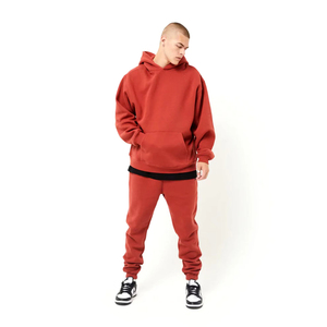 Sustainable Oversized French Terry Tracksuit with Custom Embroidered Logos and <b>Retro</b> Screen Printing for 2025 Athleisure Fashion - Product Image 3