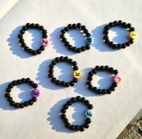 Bagues à perles alphabet pour filles, bagues à perles tendance et uniques