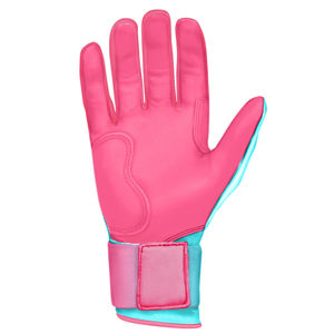 Gants de baseball en cuir Cabretta souple de haute qualité sur mesure respirant confortable en rose bleu gants de frappeur personnalisables - Product Image 4