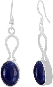 Pendientes de piedras preciosas de lapislázuli, pendientes de forma ovalada de Plata de Ley 925 sólida para mujeres y niñas, Pendientes colgantes, joyería de plata - Product Image 2