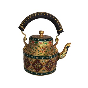Bouilloire à thé en laiton en gros avec support en laiton, style américain, avec couvercle et poignée, pour la maison, la cuisine, la vaisselle, utilisation décorative pour le café - Product Image 4