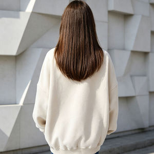 Womens Mock Neck Sweatshirt Slouchy <b>Drop</b> Shoulder White Custom Pink Varsity Graphic Pullover Fleece - Product Image 3