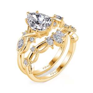 แหวนหมั้นเพชรทรงลูกแพร์ Jeulia Infinity Gold - Product Image 2