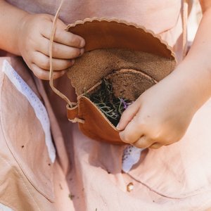 Espresso Kid's <b>Storage</b> Bag with Scallop Detail Functional Leather Design - Product Image 2