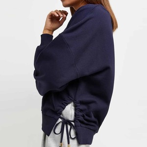 Sudadera de mujer de diseño/logotipo personalizado al por mayor de alta calidad sudadera de mujer de gran tamaño de Color sólido transpirable con hombros caídos sudadera de mujer - Product Image 2