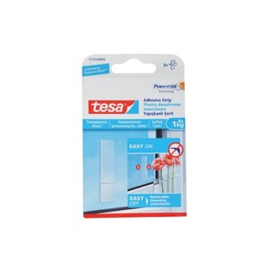 Patchs de montage transparents Tesa Powerstrips pour verre, capacité jusqu'à 1kg, transparents (8 pièces) - Product Image 1
