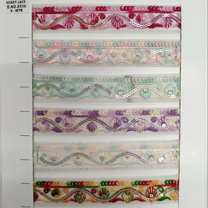 Tissu de dentelle brodé de Style nigérian coloré pour les créateurs de mode et les tailleurs de luxe cordon de Guipure africaine dentelle brodée - Product Image 1