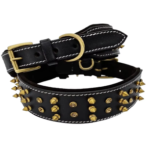 Elegante Collar de Cuero Premium para Perro con Acabado de Tachuelas, Diseño Simple y Lujoso, para Perros Pequeños y Grandes, Duradero, Transpirable y Ecológico - Product Image 1