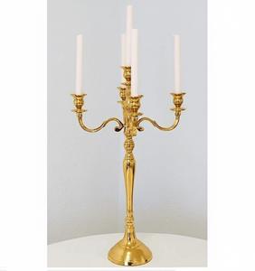 Trendy Gold Plated Metal 5 Arms <b>Candelabra</b> Candle Holder for Home and Wedding Tabletop Lighting Decorations - Product Image 1