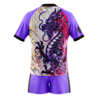 Ensemble d'uniformes de rugby personnalisés par sublimation, maillot et short d'équipe avec design de dragon, kit de vêtements de sport