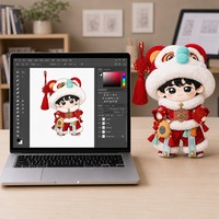 Boneka Singa Tionghoa Kustom dengan Jubah Merah untuk Hadiah Perayaan