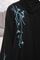 Abayas musulmanes personnalisées à sequins pour femmes, robes longues décontractées imprimées, grande taille, col montant, extensibles dans les quatre sens, vente en gros