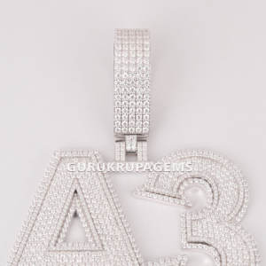 Collar con abalorio de alfabeto y números de Plata de Ley 925 con colgantes de Hip Hop cultivados en laboratorio de nuevo diseño - Product Image 2