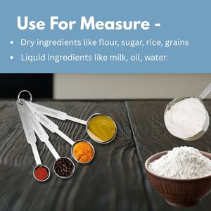 Gadgets de cuisine en vrac pour la cuisson et la cuisson Cuillères à mesurer et tasses en acier inoxydable Lot de 8 pour séchage ou liquide avec poignées - Product Image 3