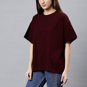 Custom made women's t-<b>shirt</b> heavyweight drop shoulder 300GSM breathable custom printed logos streatwear ladies <b>tee</b> - Product Image 4