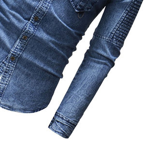 OEM service trending Men's Casual Denim Jeans <b>Shirts</b> Breathable Poplin Fabric with Print Pattern <b>Long</b> <b>Sleeves</b> for Summer - Product Image 6