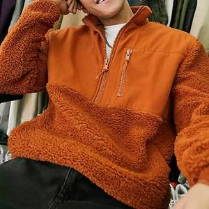 OEM High Quality Winter Quarter Zipper Custom Embroidery Logo Oversized <b>Men</b> <b>Fleece</b> <b>Sherpa</b> Pullover <b>Hoodies</b> - Product Image 4