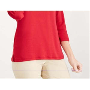 Maglia Casual Vintage da Donna Karen Scott, Taglia X-Large, a Righe con Scollo a V, Rossa con Ricamo a Occhielli e Decorazione Floreale per la Primavera - Product Image 3