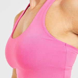 Halternack marron café haut de gamme personnalisé pour femmes Halternack haut court extensible beurre doux léger entraînement de gymnastique Sexy haut court t-shirts pour les femmes - Product Image 3