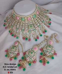 Conjunto de joyas chapadas en oro Kundan tradicional indio y conjunto de collar de cobre para mujeres y niñas accesorios indios joyería Mujer - Product Image 4