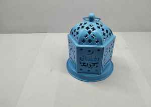 Nouvelle Lanterne Ramadan Hexagonale en Fer Forgé, Finition Bronze Antique, Faite à la Main, Gravée, Motifs Géométriques Découpés, Revêtement Poudré Robuste, Personnalisable - Product Image 2