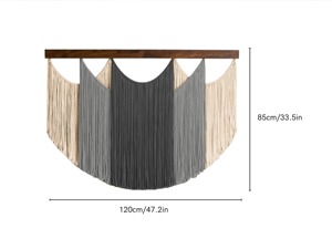 Decoración de Macramé Azul y Blanco Elegante para el Hogar Moderno, Exhibición de Pared Elegante y Decoración Interior Contemporánea - Product Image 5