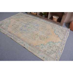 Tapis turc vintage 5,1x8,5 pieds, tapis persan bleu - Product Image 4