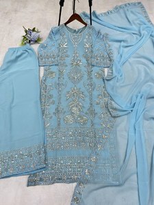 TOP DE DISEÑADOR CON TRABAJO BORDADO SECUANCE Y PLAZO CON DUPATTA - Product Image 3