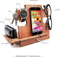 Soporte Móvil Impermeable de Madera Natural de Alta Calidad para Escritorio de Oficina en Casa, Soporte para Teléfono Celular de Diseño Moderno Compatible