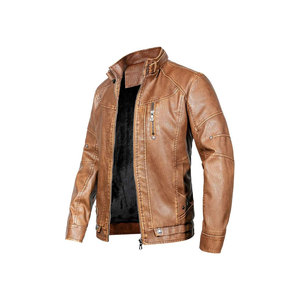 Vêtements décontractés Veste en cuir véritable pour homme avec fermeture à glissière complète - Product Image 5