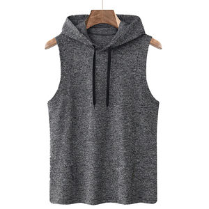 Chaleco Deportivo sin Mangas con Capucha para Hombre, Estilo Musculoso, de Algodón y Elastano, con Impresión de Logotipo Personalizado, Camiseta sin Mangas para Hombre - Product Image 1