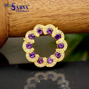 สร้อยคอรูปดอกไม้พลอยอเมทิสต์สีม่วงอ่อน สไตล์มินิมอล จี้เงินแท้รูปพวงหรีด ประดับอัญมณี  รับผลิตเครื่องประดับตามสั่ง - Product Image 1